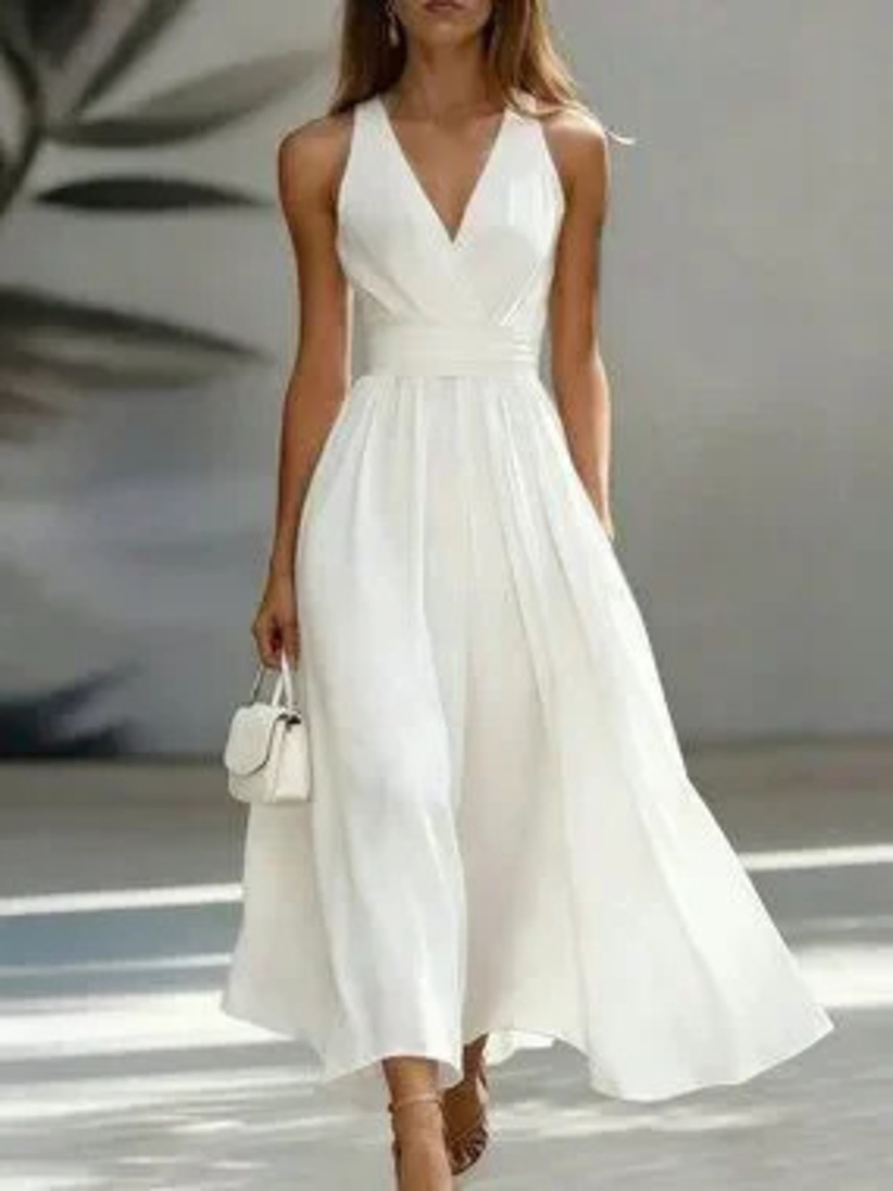ZARA Multicolor Elegant Women's French Style Sleeveless A-Line Midi Dress